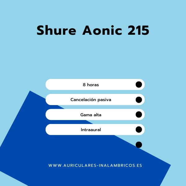 Shure Aonic 215 Auriculares in-ear Shure Aonic 215 junto a su adaptador inalámbrico y su estuche de carga.