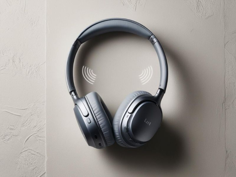 Auriculares inalámbricos con cancelación de ruido adaptativa Gráfico que muestra ondas de sonido externas siendo analizadas y contrarrestadas por las ondas generadas por un auricular con cancelación de ruido adaptativa.