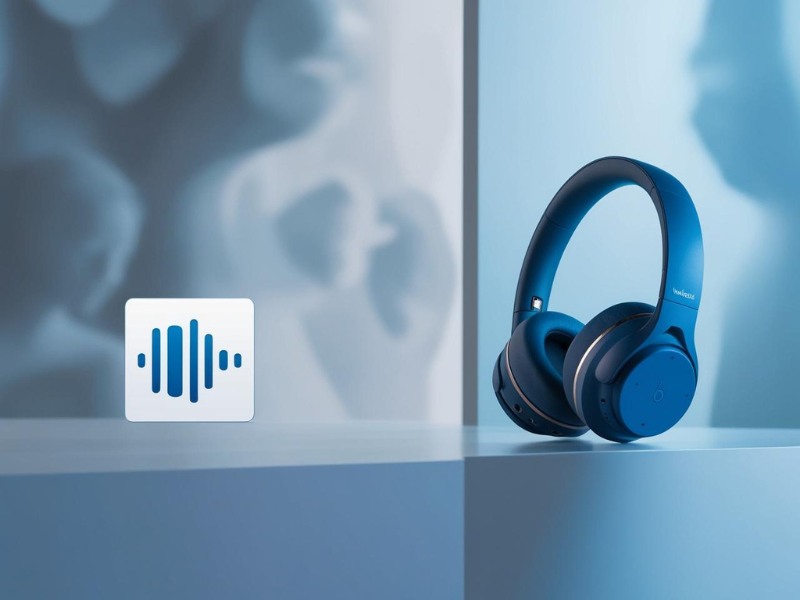 Logo oficial de Hi-Res Audio Wireless junto a unos elegantes auriculares de diadema.